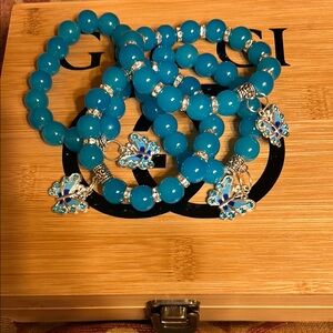Blue Beaded Women's Bracelet